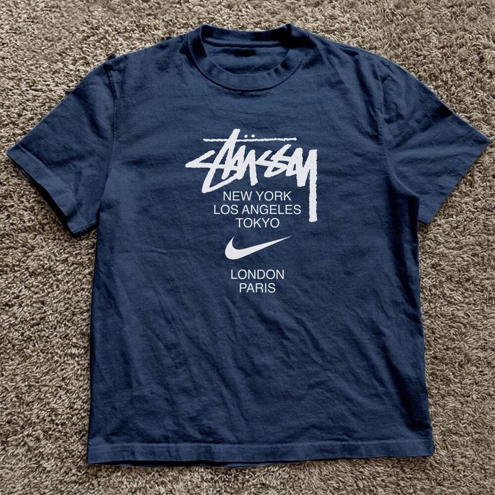 Navy Fan Made Stussy T-Shirt